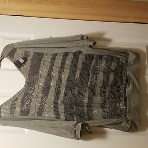 Torrid Light Gray/Dark Gray Striped Shirt